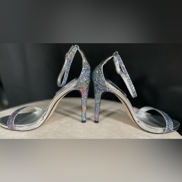 Steve Madden Stecy Open Toe Ankle Strap Glitter Heels - Picture 7 of 10